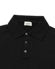 Jet Black Cotton Short-Sleeve Knit Polo