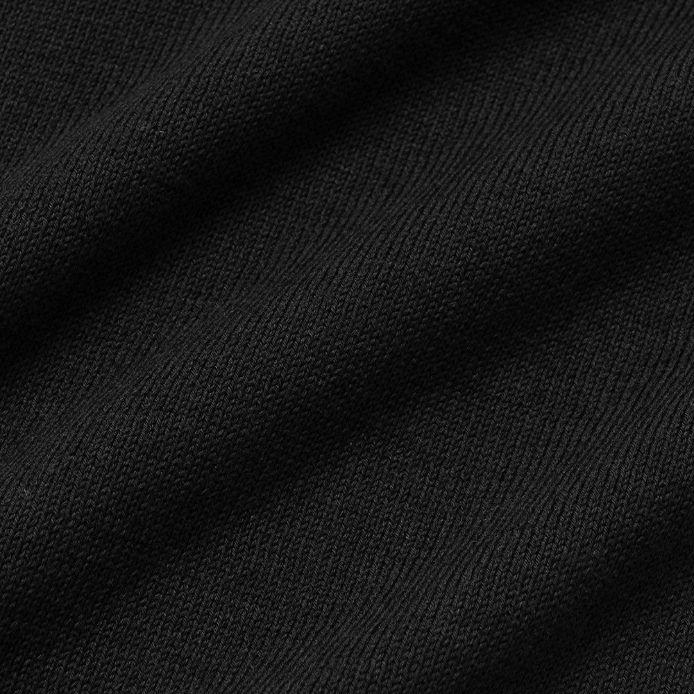 Jet Black Cotton Short-Sleeve Knit Polo