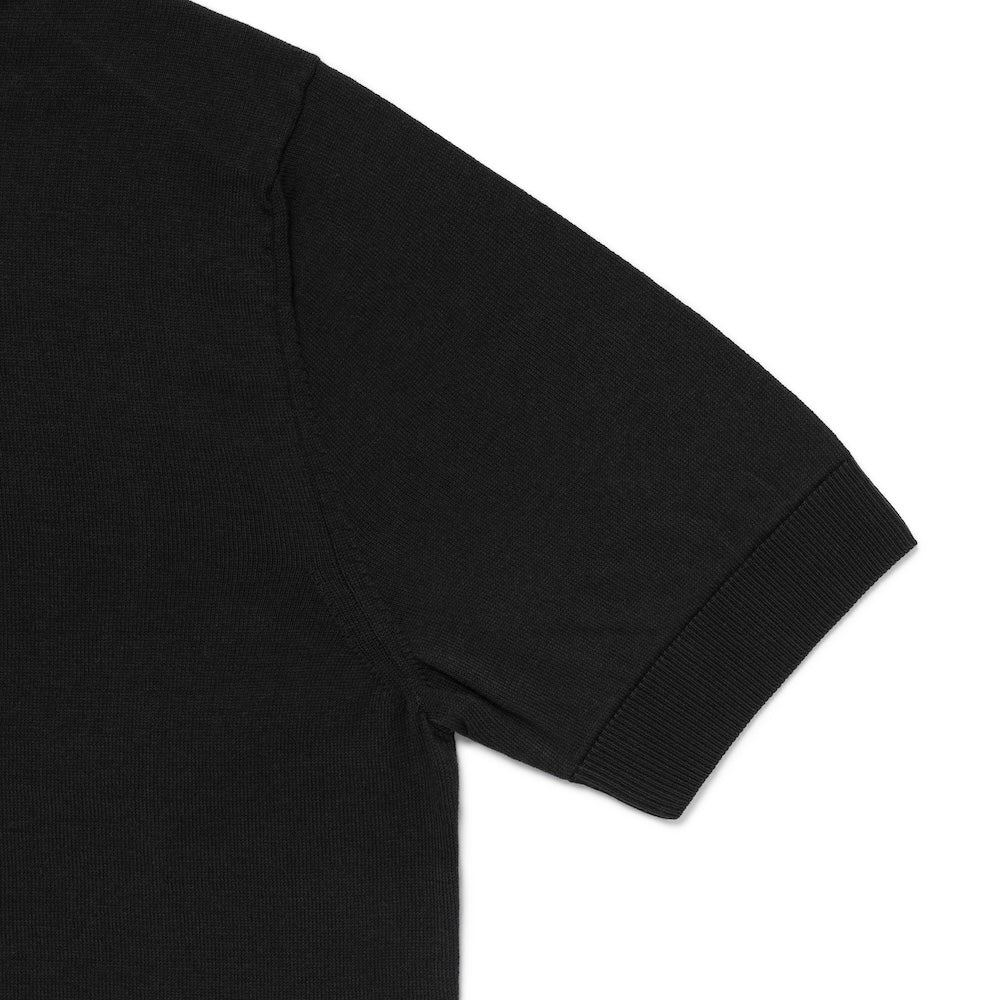 Jet Black Cotton Short-Sleeve Knit Polo