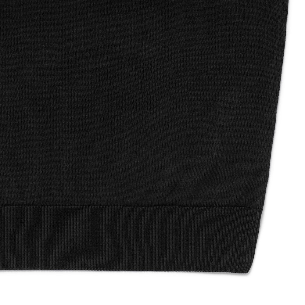 Jet Black Cotton Short-Sleeve Knit Polo