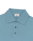 Mist Blue Cotton Short-Sleeve Knit Polo