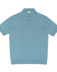 Mist Blue Cotton Short-Sleeve Knit Polo