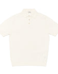 Cream White Cotton Short-Sleeve Knit Polo