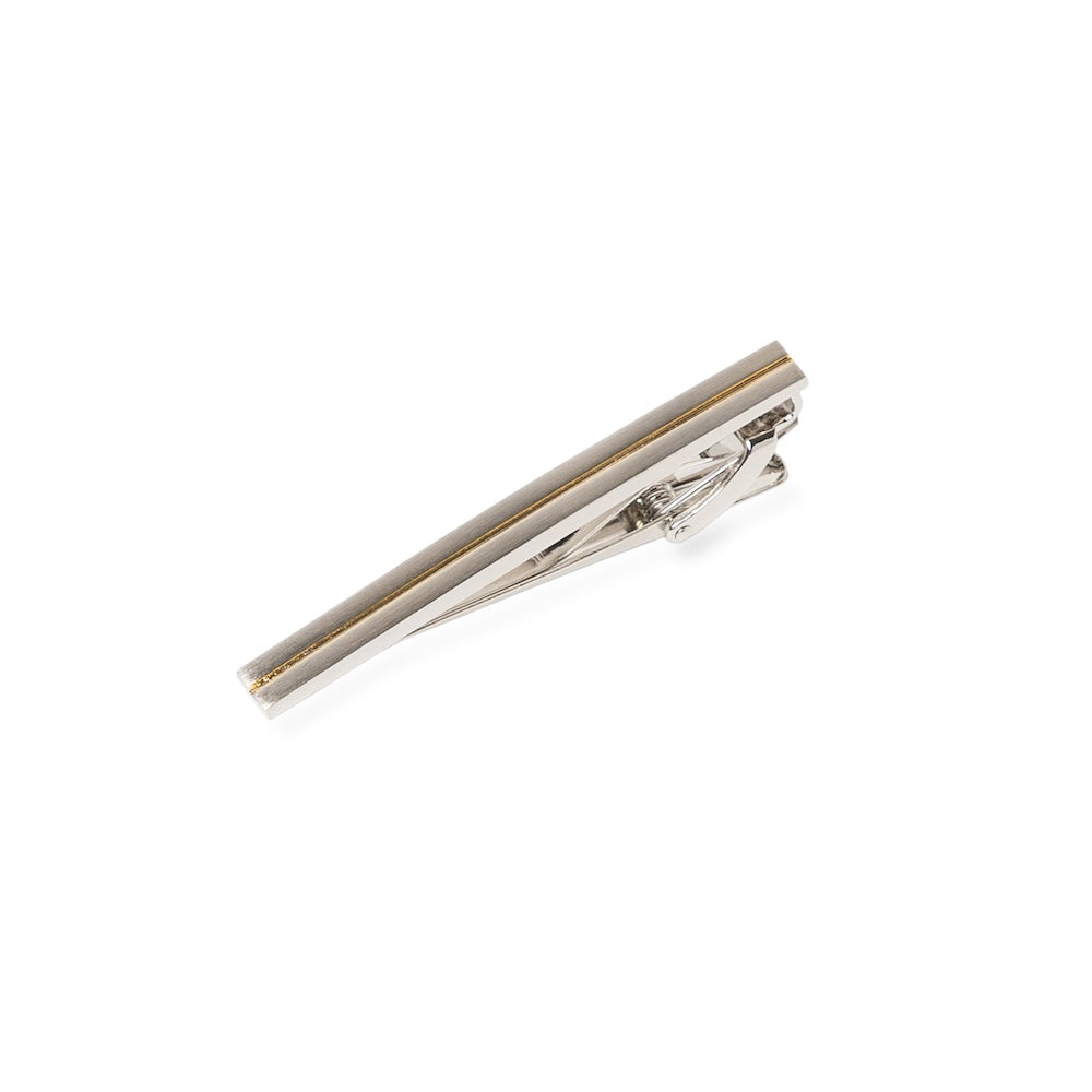Gold Indent Line Metal Tie Clip