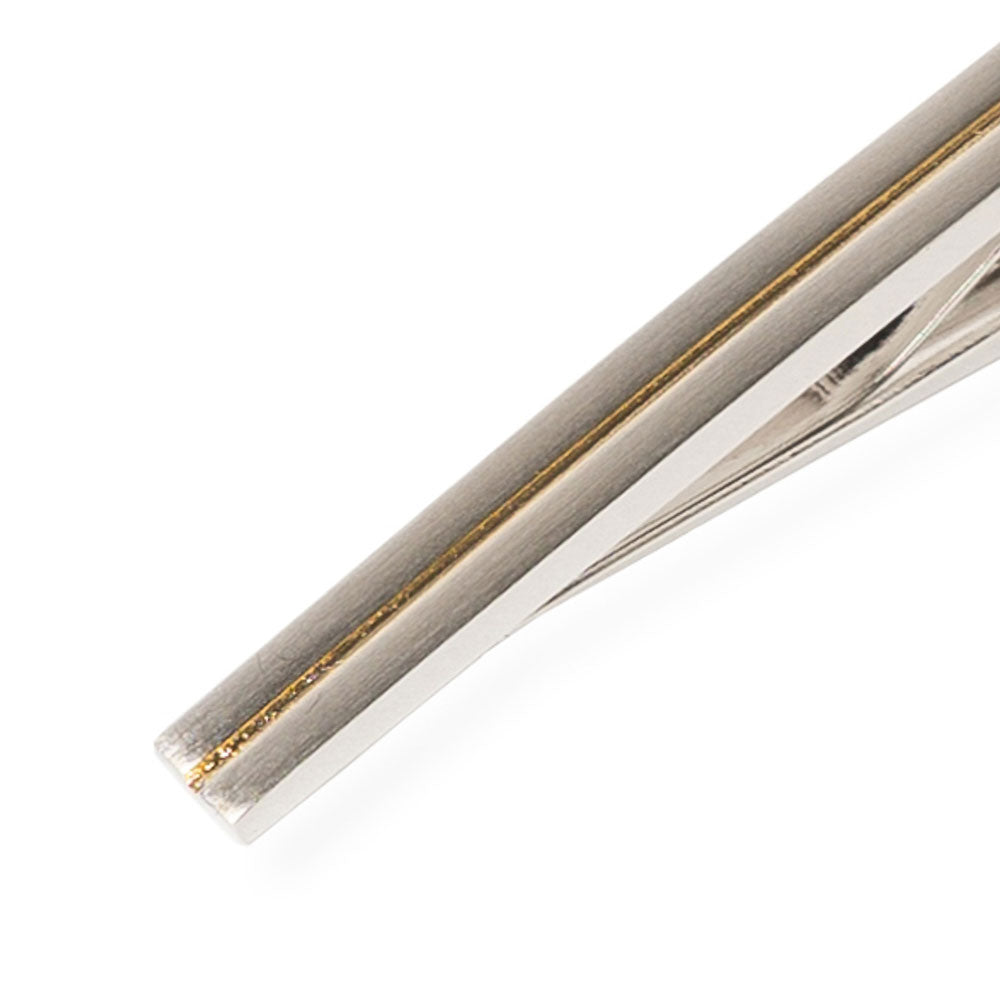 Gold Indent Line Metal Tie Clip