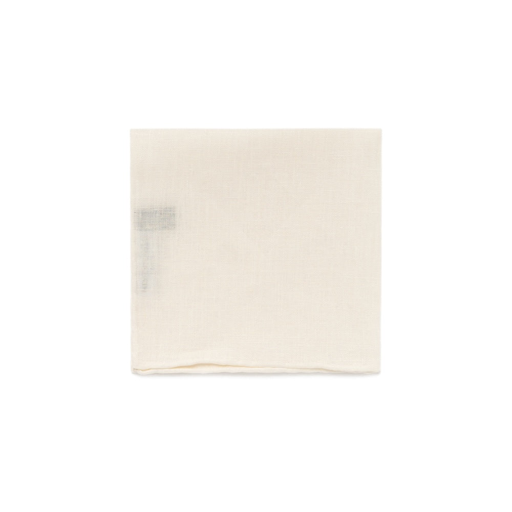 White Pure Linen Pocket Square.