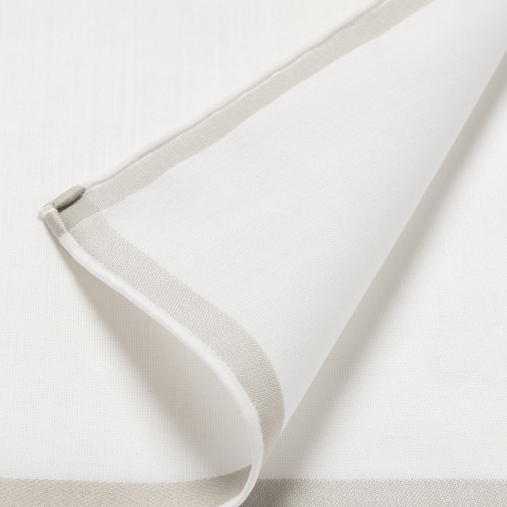 Amalfi White and Light Grey Satin Border Cotton Pocket Square
