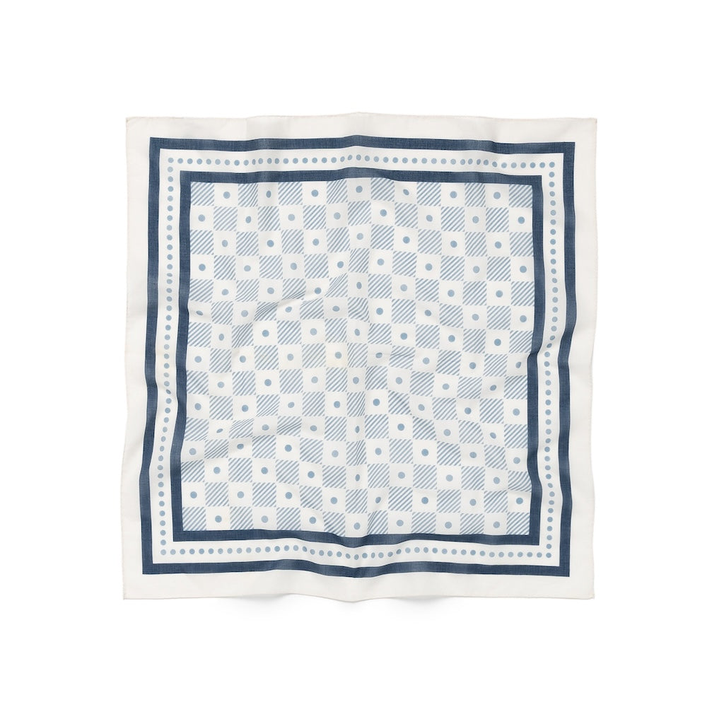 Light Blue Gingham &amp; Dot Pattern Cotton Bandana