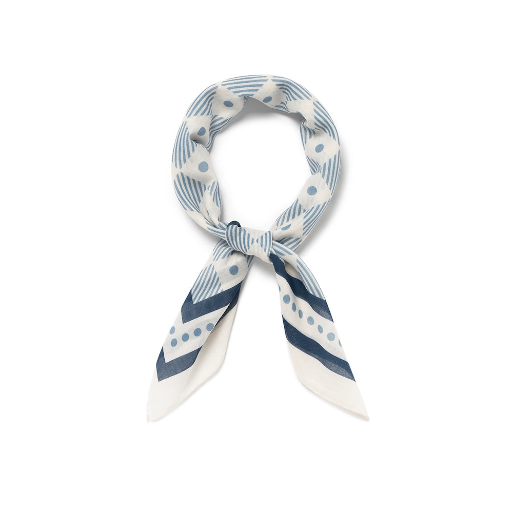 Light Blue Gingham &amp; Dot Pattern Cotton Bandana