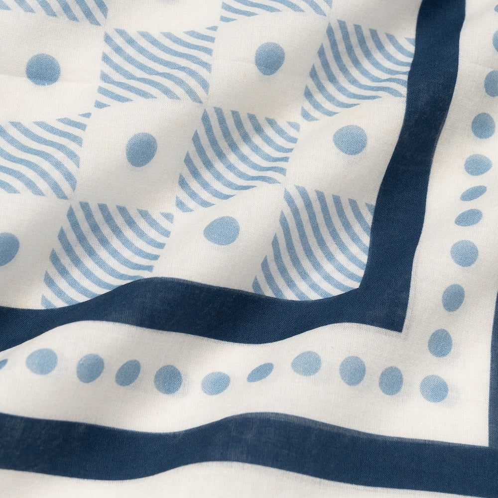 Light Blue Gingham &amp; Dot Pattern Cotton Bandana