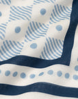 Light Blue Gingham & Dot Pattern Cotton Bandana