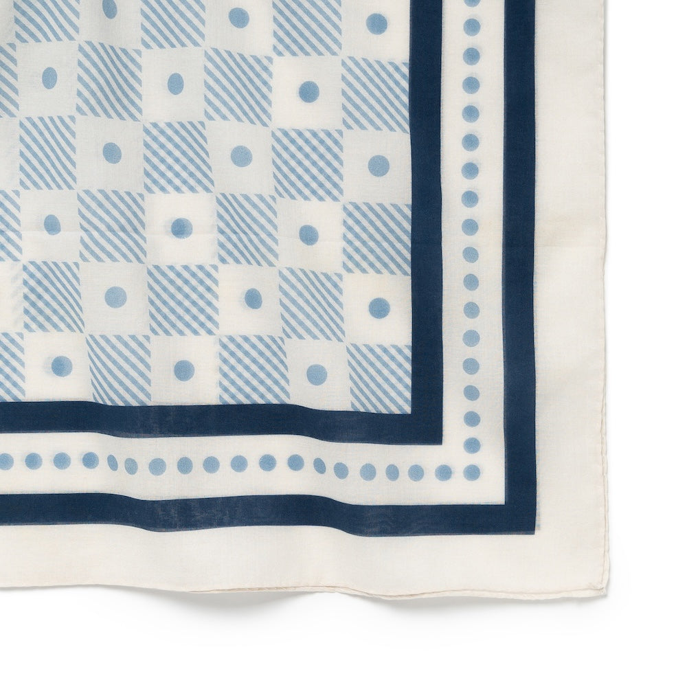 Light Blue Gingham &amp; Dot Pattern Cotton Bandana