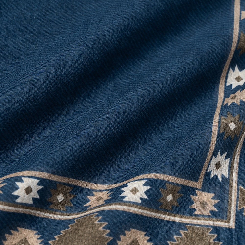 Ethnic Border Indigo Navy Cotton Bandana