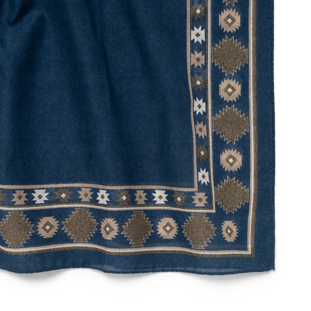 Ethnic Border Indigo Navy Cotton Bandana