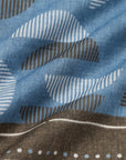 Geometric Half-Moon Pattern Brown Blue Cotton Bandana