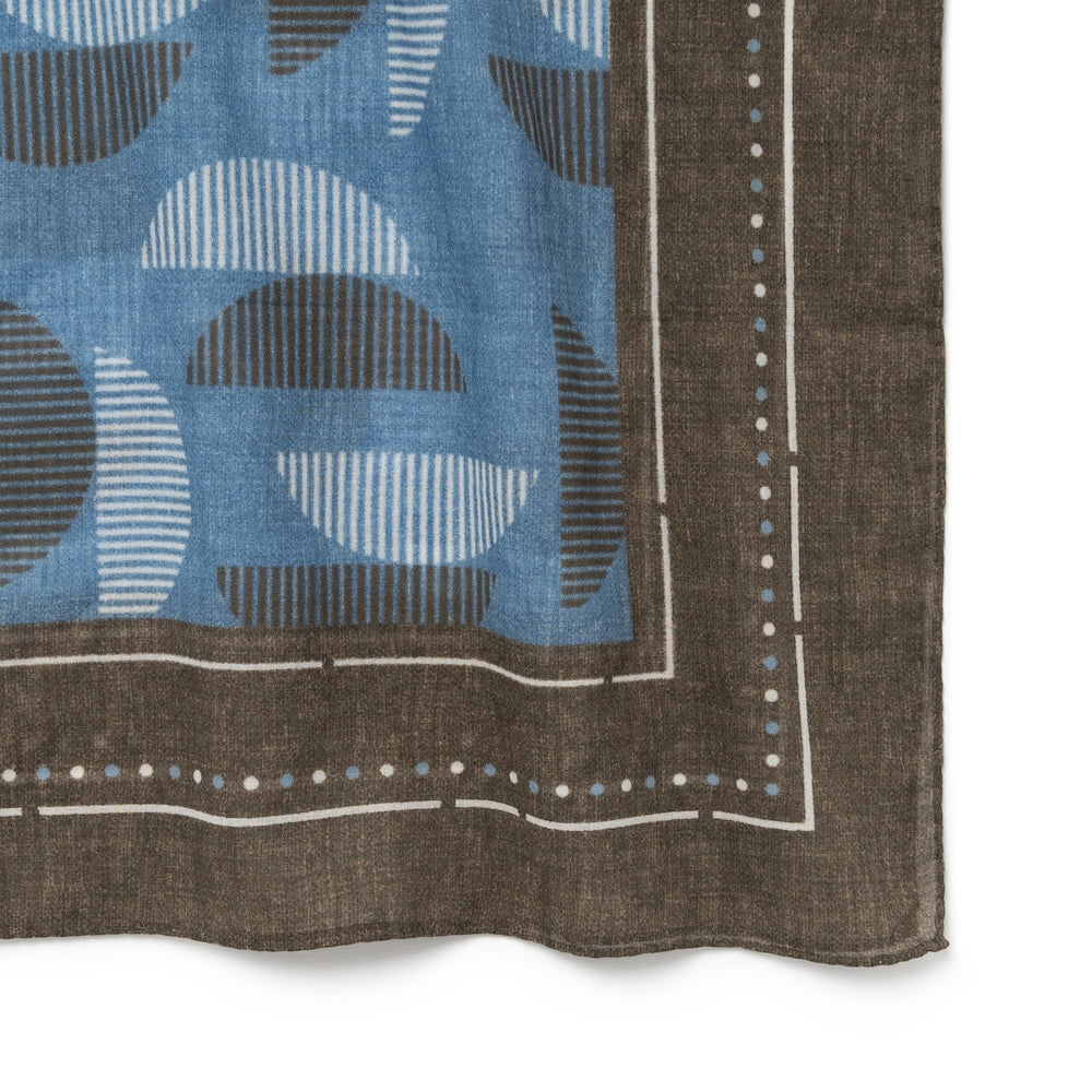 Geometric Half-Moon Pattern Brown Blue Cotton Bandana