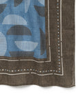 Geometric Half-Moon Pattern Brown Blue Cotton Bandana