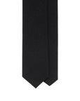 Jet Black Basket Solid Woven Wool Cotton Tie