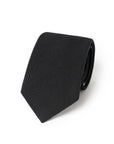 Jet Black Basket Solid Woven Wool Cotton Tie