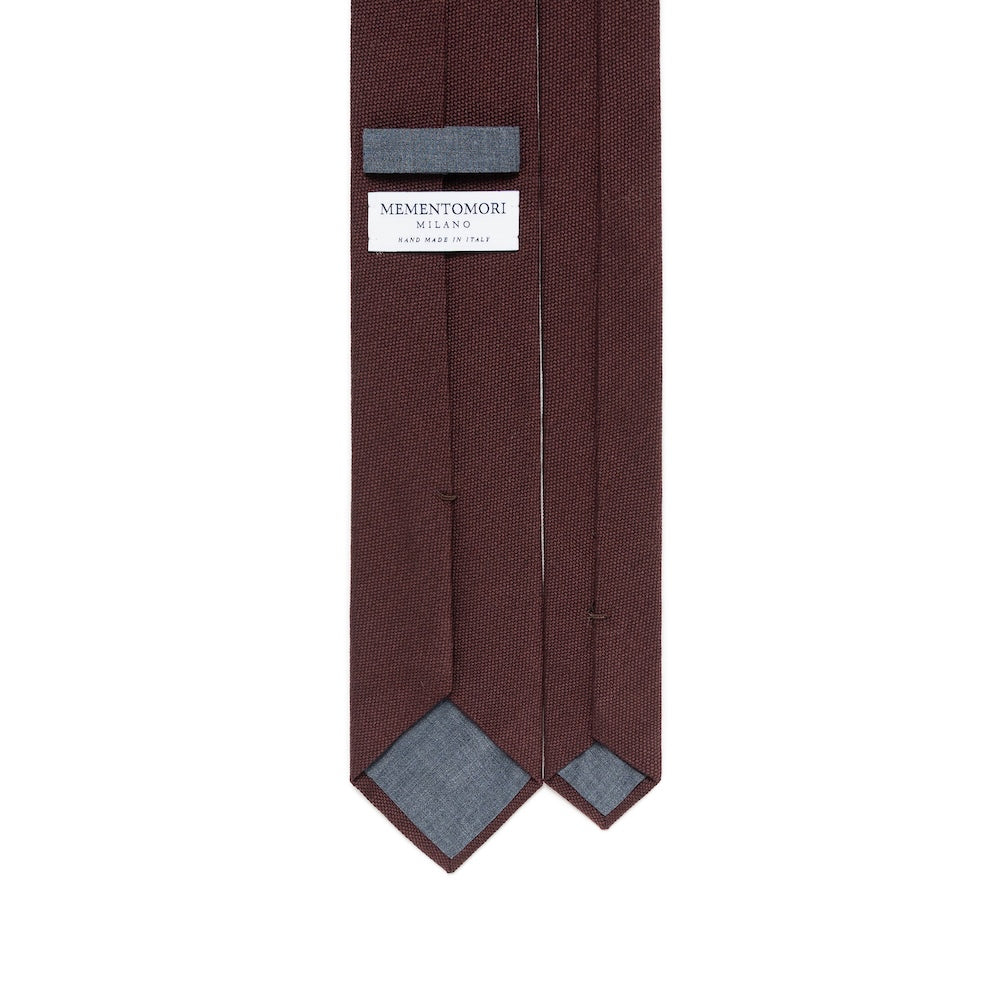 Deep Burgundy Basket Solid Woven Wool Cotton Tie