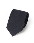 Dark Navy Basket Solid Woven Wool Cotton Tie