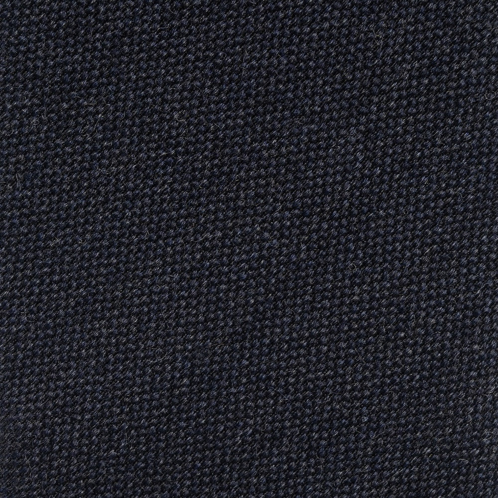 Dark Navy Basket Solid Woven Wool Cotton Tie