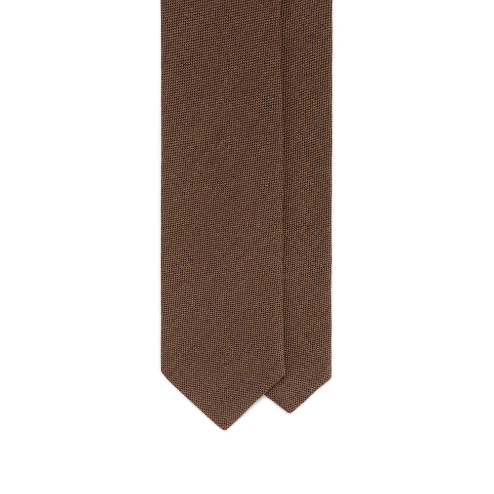 Milk Brown Basket Solid Woven Wool Cotton Tie
