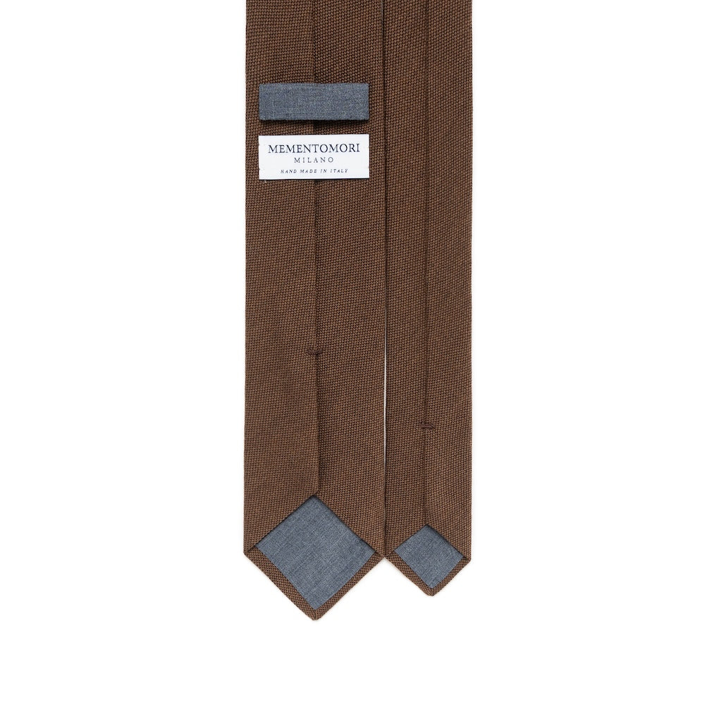 Milk Brown Basket Solid Woven Wool Cotton Tie