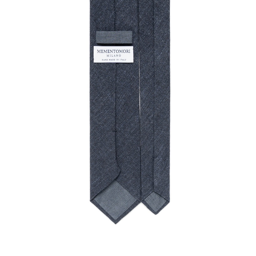 Melange Denim Blue Solid Printed Cashmere Wool Tie