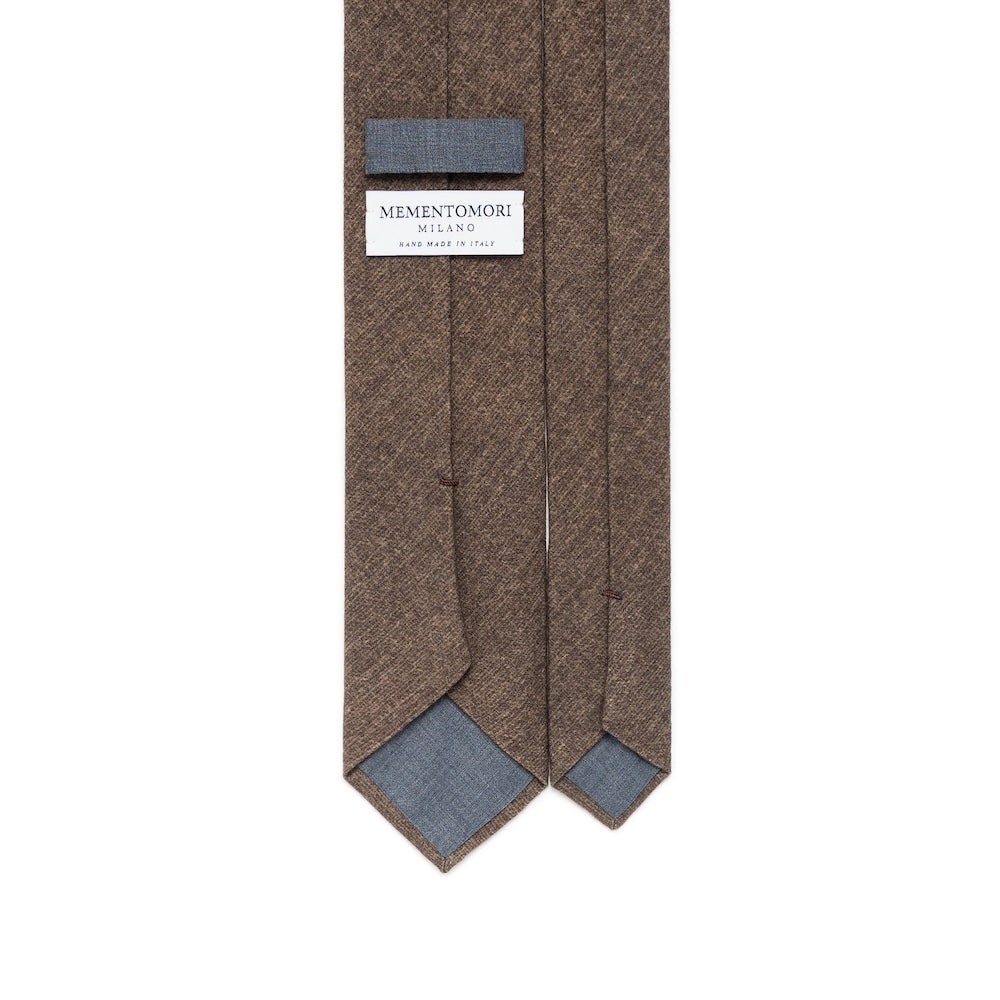 Melange Taupe Brown Solid Printed Cashmere Wool Tie