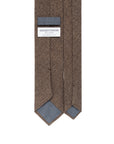 Melange Taupe Brown Solid Printed Cashmere Wool Tie
