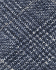 Denim Blue Glen Check Printed Cashmere Wool Tie