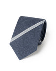 Ice Blue Stripe Denim Blue Printed Cashmere Wool Tie