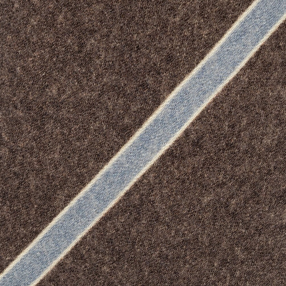 Ice Blue Stripe Taupe Brown Printed Cashmere Wool Tie