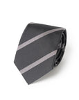 Silver Stripe Charcoal Gray Woven Silk Tie