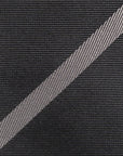 Silver Stripe Charcoal Gray Woven Silk Tie