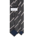 Silver Stripe Charcoal Gray Woven Silk Tie