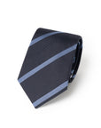 Dusty Blue Stripe Dark Navy Woven Silk Tie
