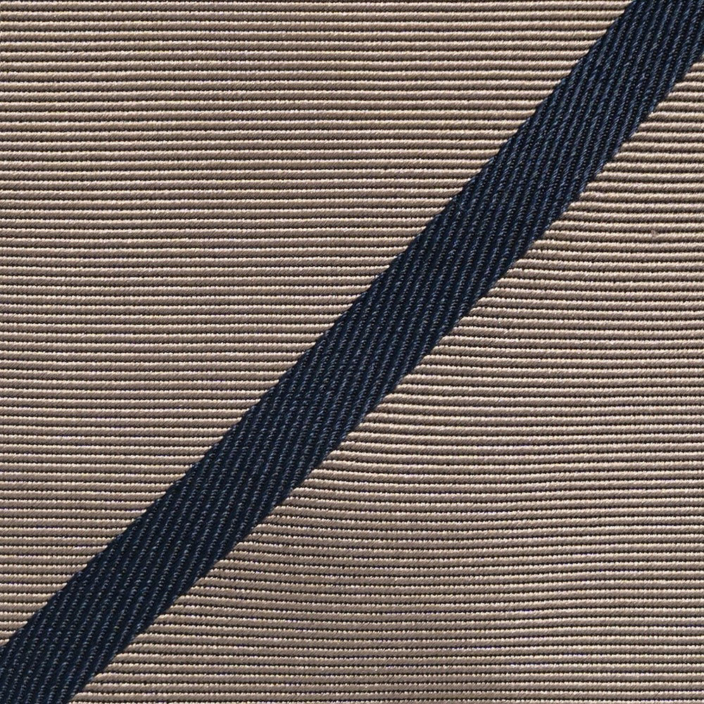 Navy Stripe Sand Beige Woven Silk Tie