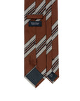 Multi-Stripe Rust Brown & Silver Gray Woven Silk Tie