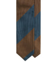 Block Stripe Camel Brown & Teal Blue Woven Silk Tie