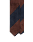 Block Stripe Rust Brown & Dark Navy Woven Silk Tie
