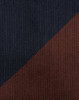 Block Stripe Rust Brown & Dark Navy Woven Silk Tie