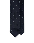 Micro Paisley Pattern Dark Navy Woven Silk Tie