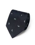 Micro Paisley Pattern Dark Navy Woven Silk Tie