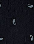 Micro Paisley Pattern Dark Navy Woven Silk Tie