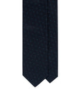 Blue Micro Geometric Pattern Dark Navy Woven Silk Tie