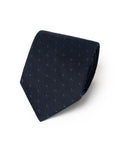Blue Micro Geometric Pattern Dark Navy Woven Silk Tie