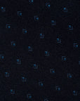 Blue Micro Geometric Pattern Dark Navy Woven Silk Tie