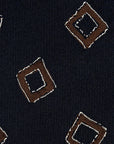 Geometric Square Pattern Dark Navy Woven Silk Tie